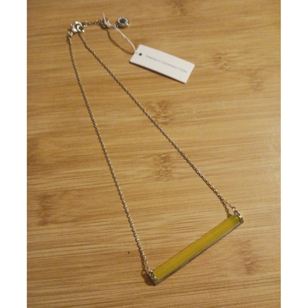 NEW French Connection Silver & Yellow Horizontal‎ Bar Necklace